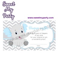 Blue and Grey Elephant diaper raffle,(7ebb)